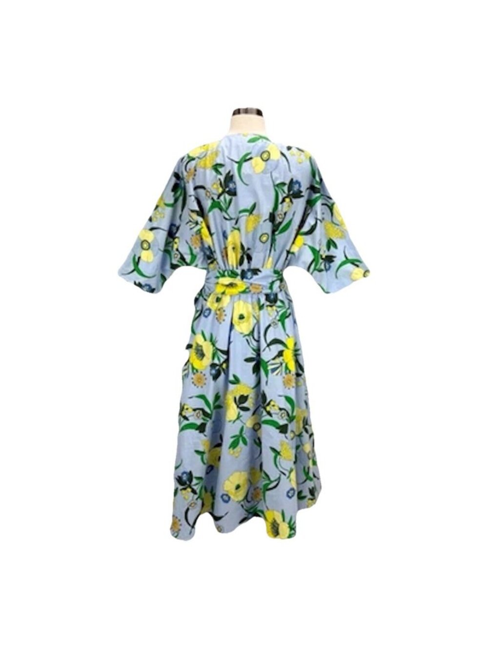 INC Mabel Poplin Belted Midi Dress Sz S Blue/Multicolor Floral Bouquet Spring - Picture 2 of 12